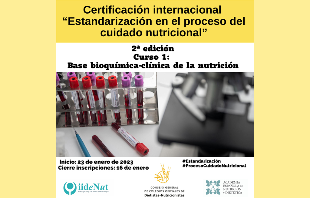 Abiertas inscripciones para la segunda edición del curso a distancia “Base bioquímica-clínica de la nutrición”